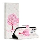 For iPhone 12 mini 3D Painted Pattern Horizontal Flip Leather Case with Holder & Card Slots & Photo Frame & Wallet(Pink Tree)