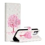 For iPhone 12 / 12 Pro 3D Painted Pattern Horizontal Flip Leather Case with Holder & Card Slots & Photo Frame & Wallet(Pink Tree)