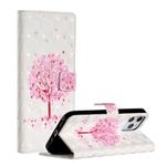 For iPhone 12 Pro Max 3D Painted Pattern Horizontal Flip Leather Case with Holder & Card Slots & Photo Frame & Wallet(Pink Tree)