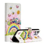 For iPhone 12 Pro Max 3D Painted Pattern Horizontal Flip Leather Case with Holder & Card Slots & Photo Frame & Wallet(Rainbow Cat Family)