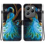 For Infinix Hot 40 / 40 Pro Crystal Texture Colored Drawing Leather Phone Case(Peacock)