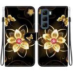 For Infinix Hot 50 5G Crystal Texture Colored Drawing Leather Phone Case(Gold Flower)