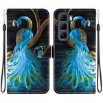 For Infinix Hot 50 5G Crystal Texture Colored Drawing Leather Phone Case(Peacock)