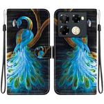 For Infinix Note 40 Pro 4G / 5G / Pro+ Crystal Texture Colored Drawing Leather Phone Case(Peacock)