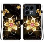 For Infinix Note 40 4G Crystal Texture Colored Drawing Leather Phone Case(Gold Flower)