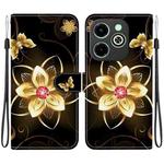 For Infinix Smart 8 / HD / Hot 40i Crystal Texture Colored Drawing Leather Phone Case(Gold Flower)