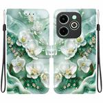 For Infinix Smart 8 / HD / Hot 40i Crystal Texture Colored Drawing Leather Phone Case(Jade Flowers)