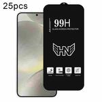 For Samsung Galaxy S25 5G 25pcs 0.18mm High Aluminum Large Arc Full Screen Tempered Glass Film, Support Fingerprint Unlocking