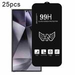 For Samsung Galaxy S25 Ultra 5G 25pcs 0.18mm High Aluminum Large Arc Full Screen Tempered Glass Film, Support Fingerprint Unlocking