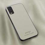 For vivo Y30 HUIYI Leather Magnetic Phone Case(White)