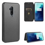For OnePlus 7T Pro Carbon Fiber Texture Horizontal Flip TPU + PC + PU Leather Case with Card Slot(Black)