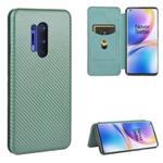 For OnePlus 8 Pro Carbon Fiber Texture Horizontal Flip TPU + PC + PU Leather Case with Card Slot(Green)