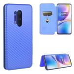 For OnePlus 8 Pro Carbon Fiber Texture Horizontal Flip TPU + PC + PU Leather Case with Card Slot(Blue)