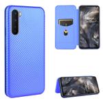 For OnePlus Nord Carbon Fiber Texture Horizontal Flip TPU + PC + PU Leather Case with Card Slot(Blue)