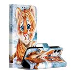 For iPhone 12 mini Painted Pattern Horizontal Flip Leather Case with Holder & Card Slots & Photo Frame(Tiger)