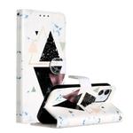 For iPhone 12 / 12 Pro Painted Pattern Horizontal Flip Leather Case with Holder & Card Slots & Photo Frame(Triangular Marble)