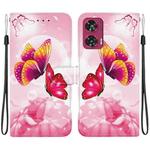 For Motorola Edge 50 Fusion Crystal Texture Colored Drawing Leather Phone Case(Pink Butterflies)