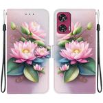 For Motorola Edge 50 Fusion Crystal Texture Colored Drawing Leather Phone Case(Lotus)