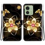 For Motorola Edge 40 Crystal Texture Colored Drawing Leather Phone Case(Gold Flower)