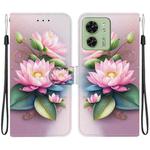 For Motorola Edge 40 Crystal Texture Colored Drawing Leather Phone Case(Lotus)