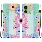 For Motorola Edge 40 Crystal Texture Colored Drawing Leather Phone Case(Sunflowers)