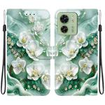 For Motorola Edge 40 Crystal Texture Colored Drawing Leather Phone Case(Jade Flowers)