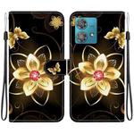 For Motorola Edge 40 Neo Crystal Texture Colored Drawing Leather Phone Case(Gold Flower)