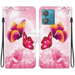 For Motorola Edge 40 Neo Crystal Texture Colored Drawing Leather Phone Case(Pink Butterflies)