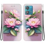 For Motorola Edge 40 Neo Crystal Texture Colored Drawing Leather Phone Case(Lotus)