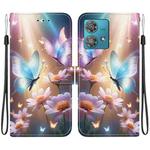 For Motorola Edge 40 Neo Crystal Texture Colored Drawing Leather Phone Case(Butterfly Love Flower)