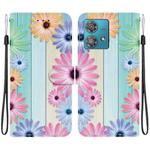 For Motorola Edge 40 Neo Crystal Texture Colored Drawing Leather Phone Case(Sunflowers)