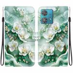 For Motorola Edge 40 Neo Crystal Texture Colored Drawing Leather Phone Case(Jade Flowers)