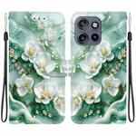 For Motorola Edge 50 Neo 5G Global Crystal Texture Colored Drawing Leather Phone Case(Jade Flowers)