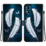 For Motorola Moto E13 Crystal Texture Colored Drawing Leather Phone Case(White Butterfly Feathers)