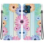 For Motorola Moto E13 Crystal Texture Colored Drawing Leather Phone Case(Sunflowers)