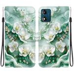 For Motorola Moto E13 Crystal Texture Colored Drawing Leather Phone Case(Jade Flowers)