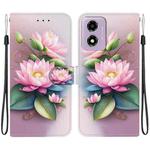 For Motorola Moto G04s / E14 Crystal Texture Colored Drawing Leather Phone Case(Lotus)