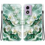 For Motorola Moto G04s / E14 Crystal Texture Colored Drawing Leather Phone Case(Jade Flowers)