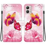 For Motorola Moto G13 / G23 / G53 Crystal Texture Colored Drawing Leather Phone Case(Pink Butterflies)