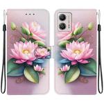 For Motorola Moto G13 / G23 / G53 Crystal Texture Colored Drawing Leather Phone Case(Lotus)