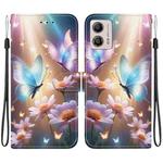 For Motorola Moto G13 / G23 / G53 Crystal Texture Colored Drawing Leather Phone Case(Butterfly Love Flower)