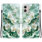 For Motorola Moto G13 / G23 / G53 Crystal Texture Colored Drawing Leather Phone Case(Jade Flowers)