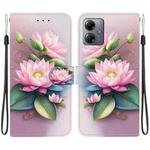 For Motorola Moto G14 Crystal Texture Colored Drawing Leather Phone Case(Lotus)