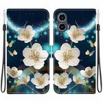 For Motorola Moto G34 5G Crystal Texture Colored Drawing Leather Phone Case(Magnolia)