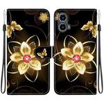 For Motorola Moto G34 5G Crystal Texture Colored Drawing Leather Phone Case(Gold Flower)