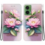 For Motorola Moto G35 Crystal Texture Colored Drawing Leather Phone Case(Lotus)