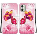 For Motorola Moto G54 Crystal Texture Colored Drawing Leather Phone Case(Pink Butterflies)