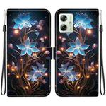 For Motorola Moto G54 Crystal Texture Colored Drawing Leather Phone Case(Little Lantern Flower)