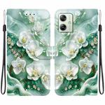 For Motorola Moto G54 Crystal Texture Colored Drawing Leather Phone Case(Jade Flowers)