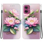 For Motorola Moto G55 Crystal Texture Colored Drawing Leather Phone Case(Lotus)